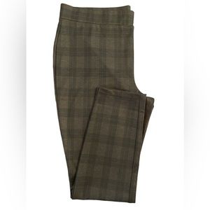 NYDJ Ponte Leggings Lenox Plaid black brown navy combination silky feel 18 New